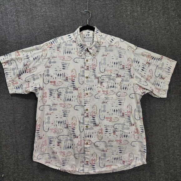 Columbia Other - Columbia Men's Casual Button Down Shirt - White with Red and Blue Accents